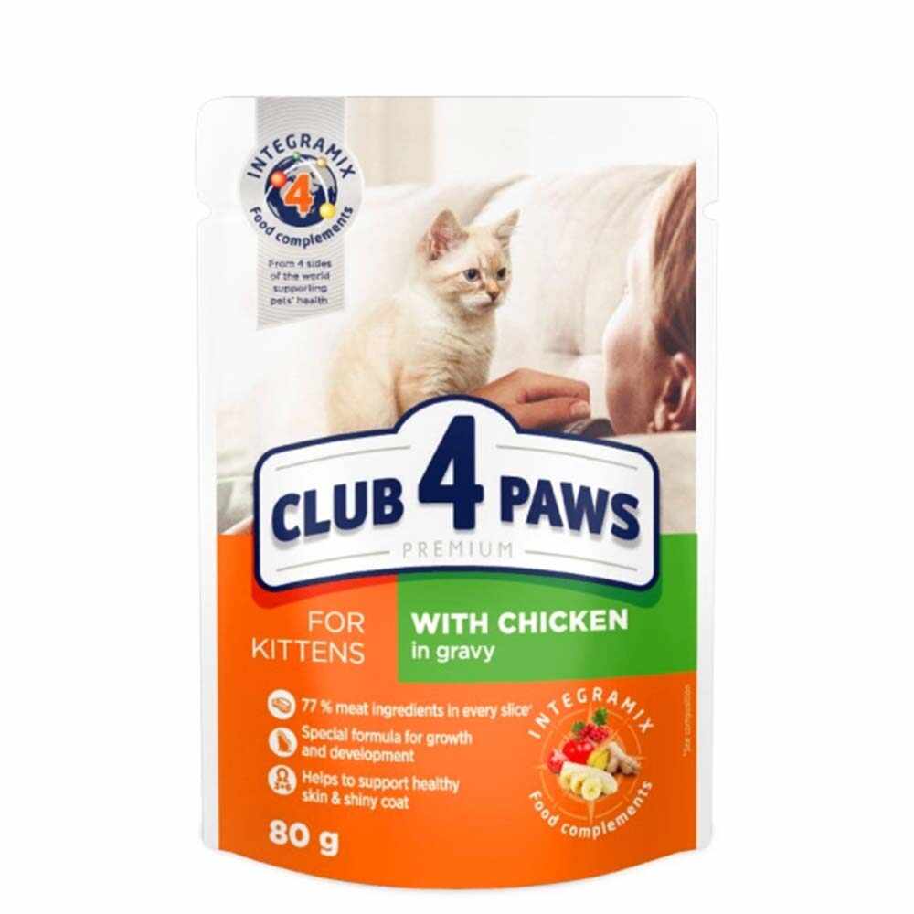 Club 4 Paws Premium Plic Kitten - Pui (in sos) 80g