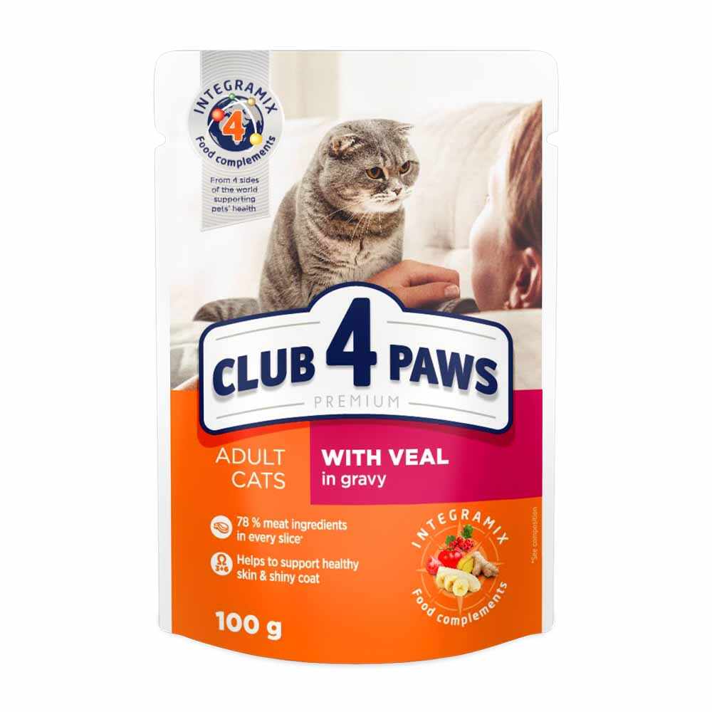 Club 4 Paws Premium Plic Pisica Adult - Vitel (in sos) 100g