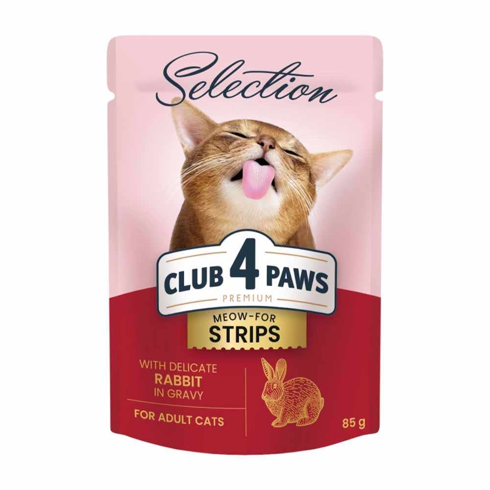Club 4 Paws Premium Selection Plic Pisica Adult - Fasii de Iepure (in sos) 85g