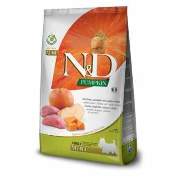 N&D Pumpkin Adult Mini, XS-S, Mistreț și Măr, hrană uscată fără cereale câini, 2.5kg