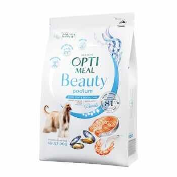 OPTIMEAL Beauty Podium, XS-XL, Fructe de Mare, hrană uscată câini, piele & blană, sensibilități dentare, 10kg