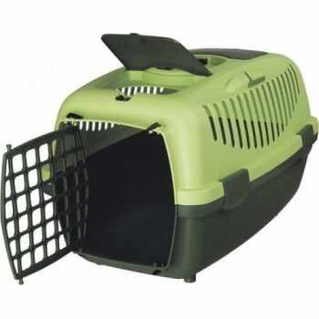 TRIXIE Capri 2, cușcă transport câini și pisici, XS-S(max. 8kg), plastic, deschidere frontală, verde, 37 x 34 x 55 cm