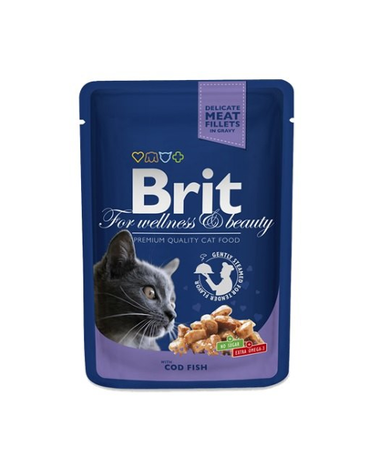BRIT Premium Cat Adult Cod Fish cod in sos plic hrana pentru pisici 24x100g