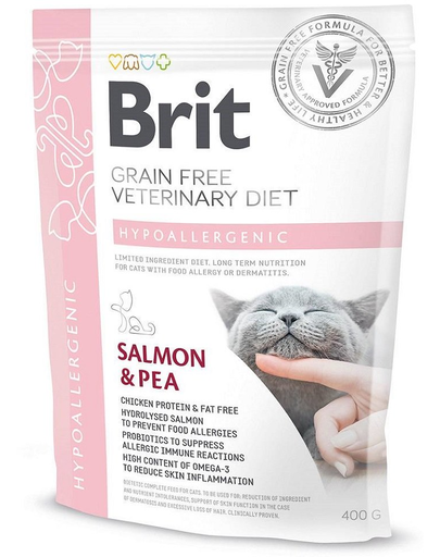 BRIT Veterinary Diets Cat Hypoallergenic 400 g Hrana uscata veterinara pisici cu alergii alimentare si probleme dermatologice