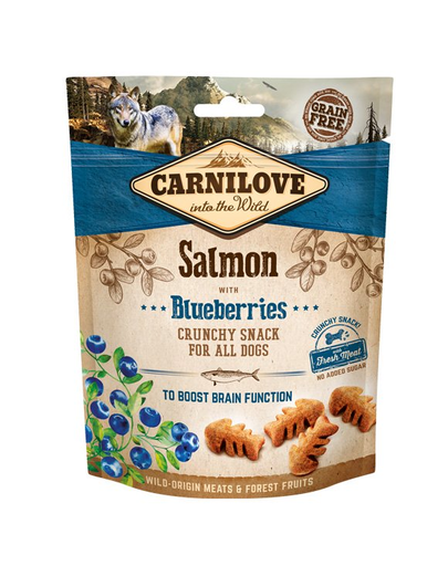 CARNILOVE Crunchy snacks Recompense pentru caine, cu somon si afine 200 g