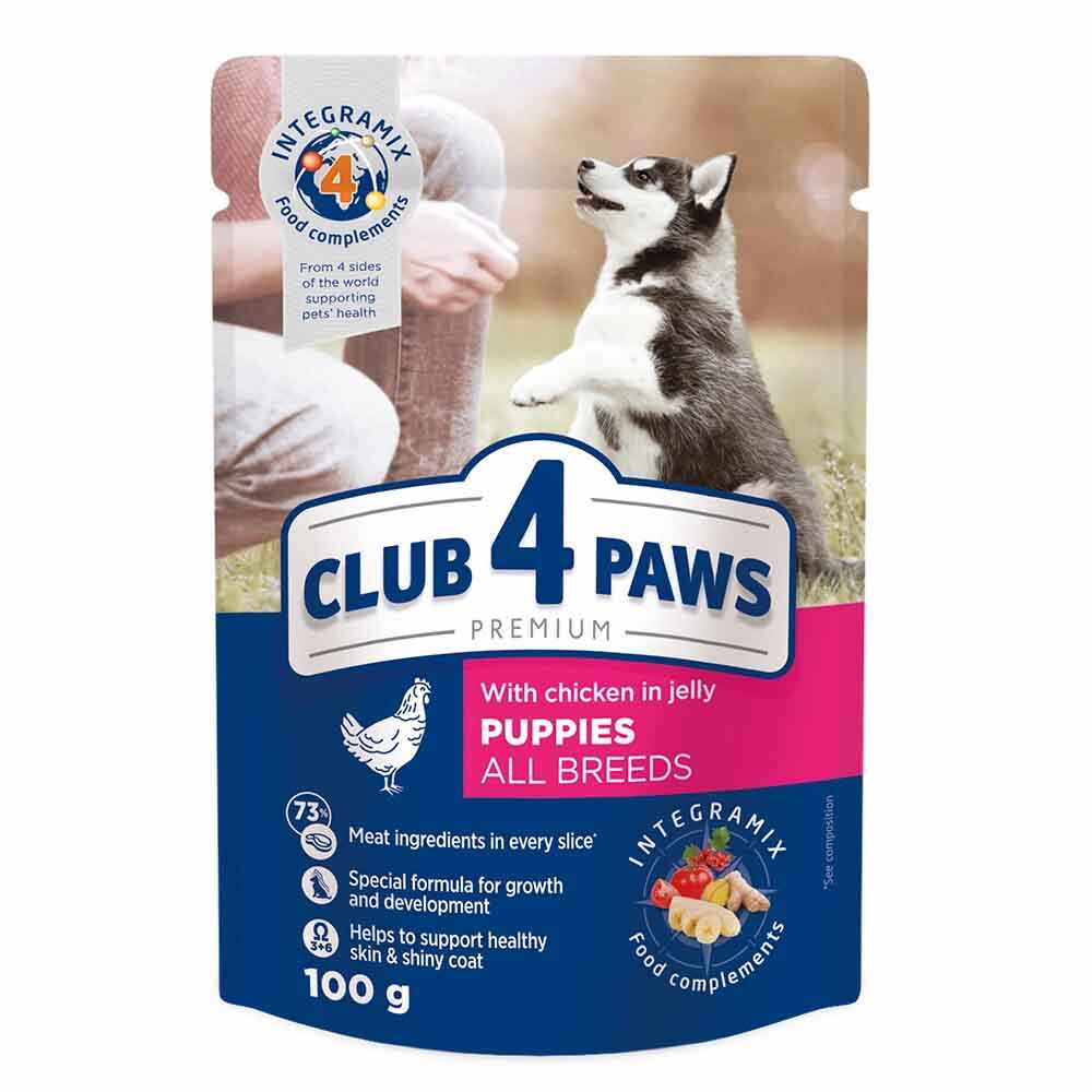 Club 4 Paws Premium Plic Caine Junior - Pui (in aspic) 100g