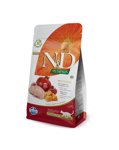 FARMINA N&D Pumpkin Quail & Pomegranate Cat Neutered hrana pentru pisici sterilizate 10 kg