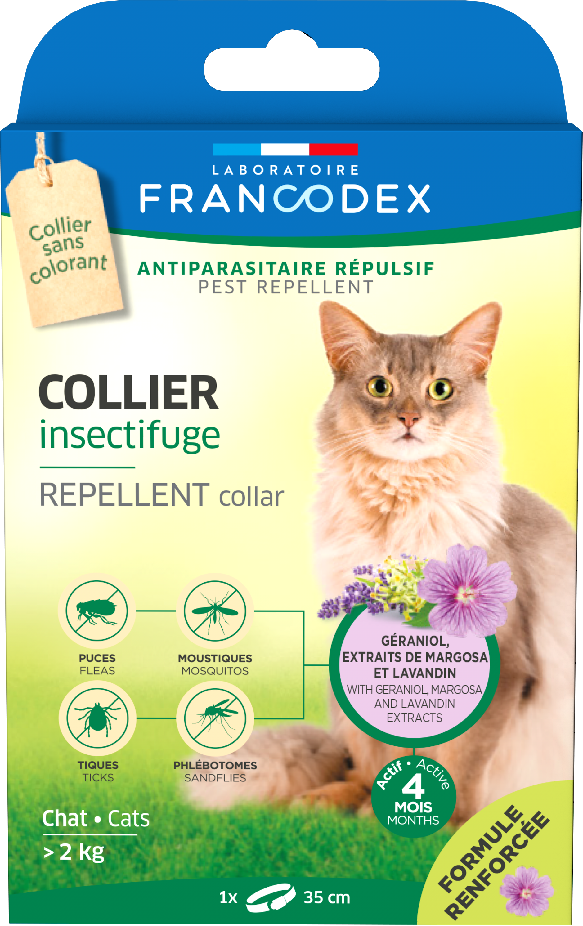 Francodex, Zgarda Antiparazitara Geraniol Cat, >2 kg