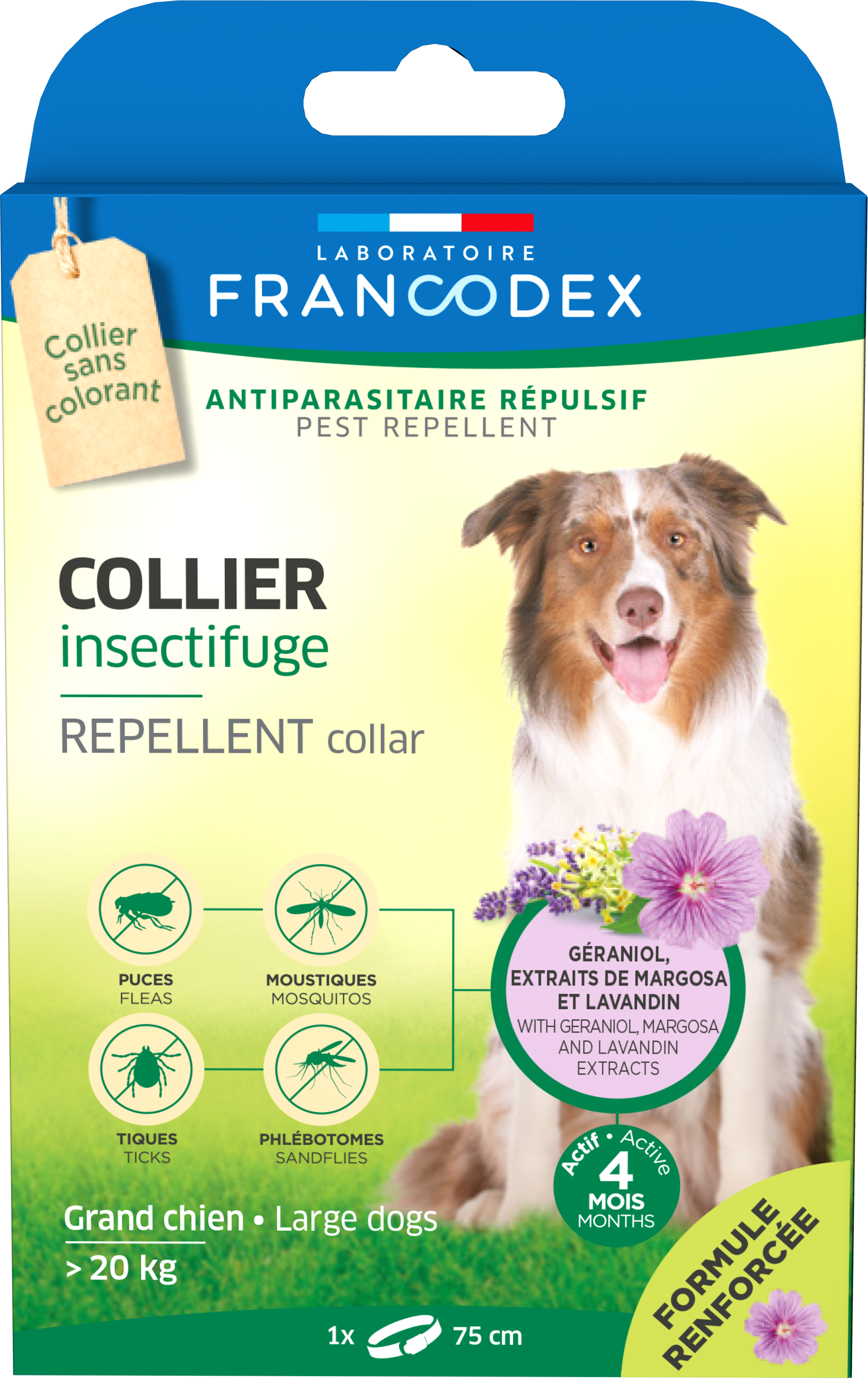 Francodex, Zgarda Antiparazitara Geraniol Dog Maxi, >20 kg