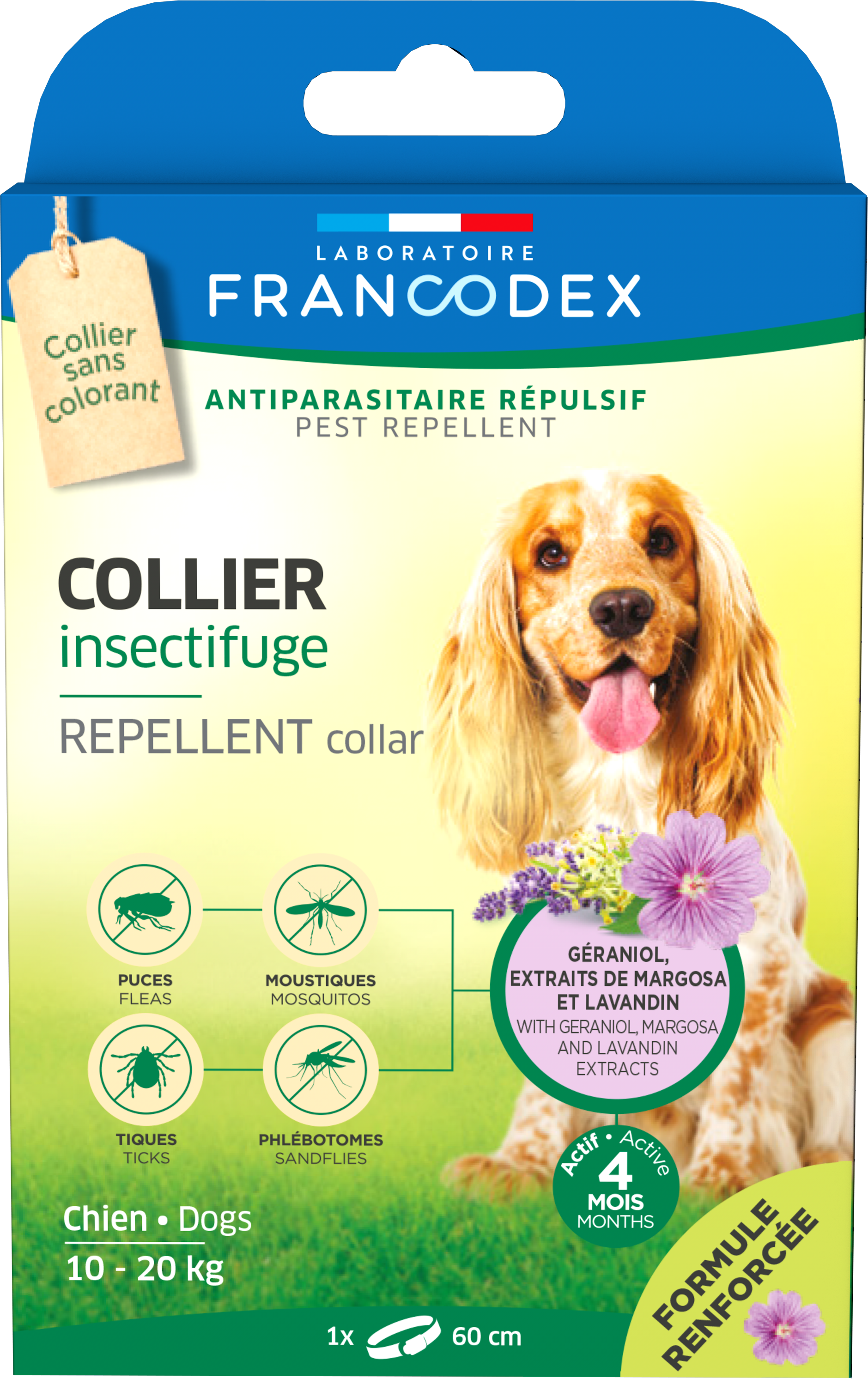 Francodex, Zgarda Antiparazitara Geraniol Dog Medium, 10-20 kg