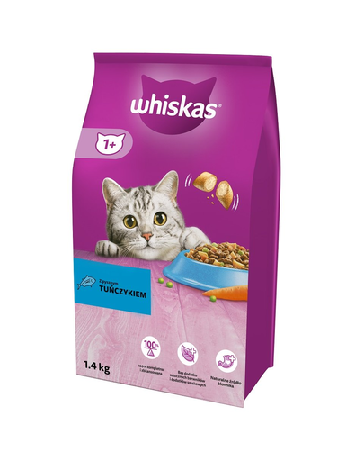 WHISKAS Adult 1,4 kg hrana completa uscata pentru pisici adulte cu ton delicios