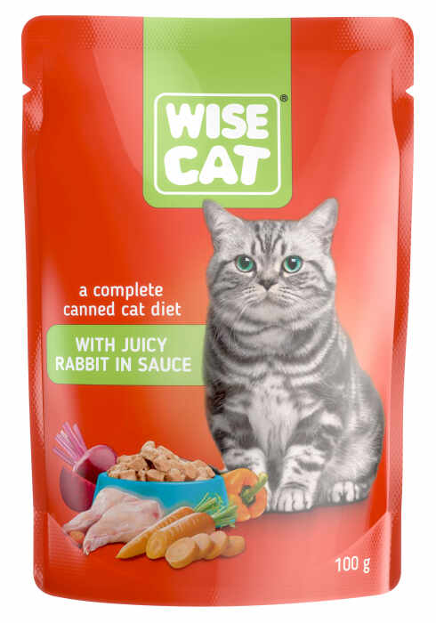 Wise cat, hrana umeda pentru pisici cu iepure in sos - 1x100 g