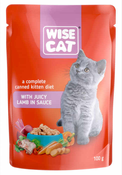 Wise cat, hrana umeda pentru pisici junior cu miel in sos - 24x100 g