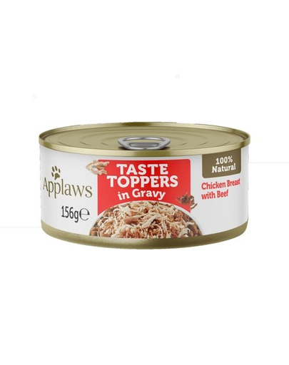 APPLAWS Dog Taste Toppers in Gravy Chicken Breast with Beef 12 x 156 g Conserve hrana caini, cu pui si vita