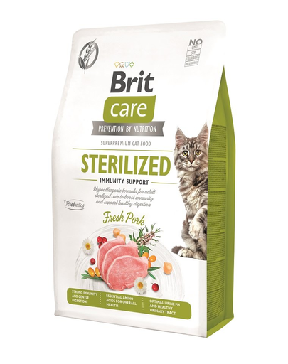 BRIT CARE Grain-Free Sterilized Immunity 2 kg hrana pentru pisici adulte sterilizate, cu formula hipoalergenica