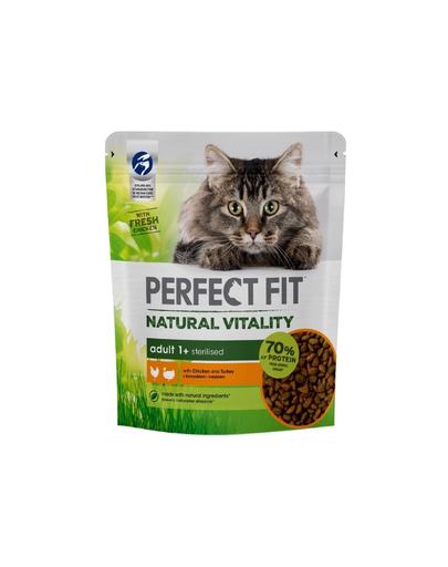 PERFECT FIT Natural Vitality 1+ Hrana uscata pisici, cu pui si curcan 6x650 g
