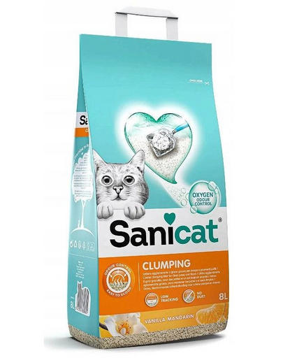 SANICAT Clumping Vainille-Mandarine 8L nisip pentru pisici