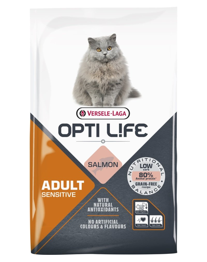 VERSELE-LAGA Opti Life Cat Adult Sensitive Salmon 7.5 kg hrana cu somon, pisici sensibile