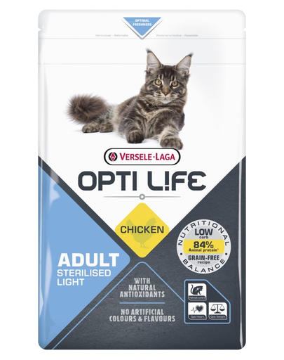 VERSELE-LAGA Opti Life Cat Sterlised/Light Chicken 2.5 kg hrana pisica sterilizata, cu pui