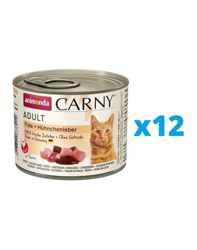 ANIMONDA Carny Adult Conserve pentru pisica, cu curcan si ficat de pui 12 x 200 g