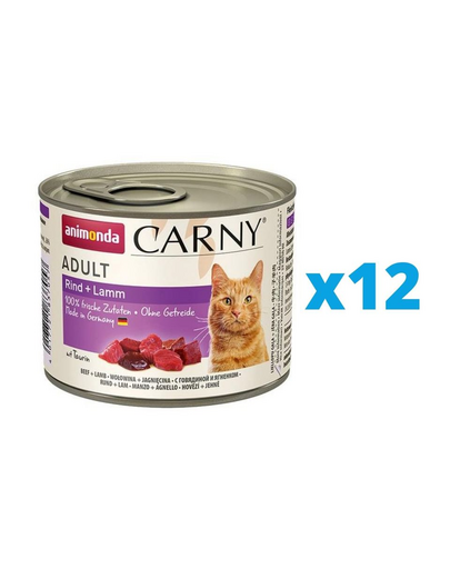 ANIMONDA Carny Adult Conserve pentru pisici, cu vita si miel 12 x 200 g