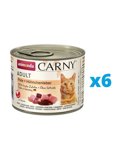 ANIMONDA Carny Adult Hrana umeda pentru pisica, cu curcan si ficat de pui 6 x 200 g