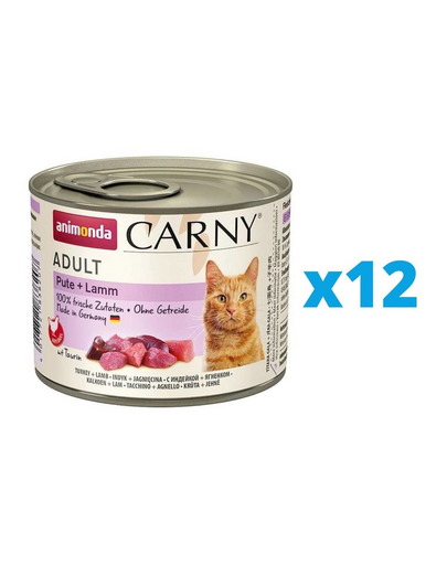 ANIMONDA Carny Adult Hrana umeda pisici, cu curcan si miel 12 x 200 g