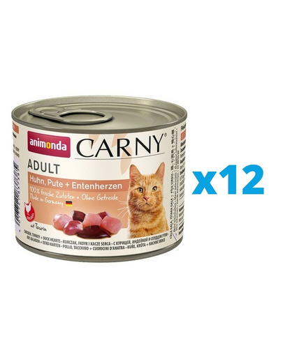 ANIMONDA Carny Adult Set conserve pisici, cu inimi de pui, curcan si rata12 x 200 g