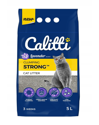 CALITTI Strong Asternut din bentonita pentru pisici, cu levantica 20 L (4 x 5 L)