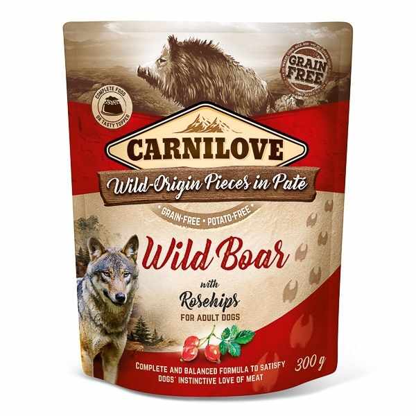 Carnilove Dog Pouch Paté Wild Boar with Rosehips, 300 g
