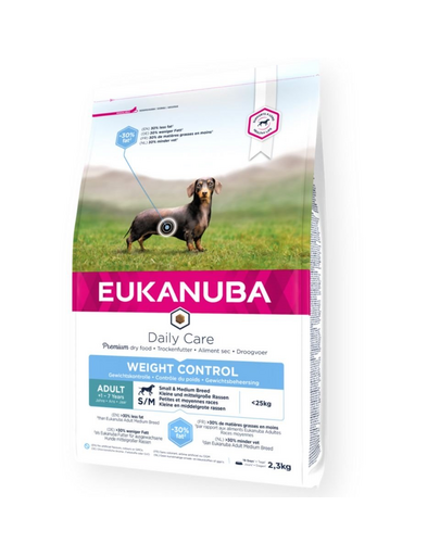 EUKANUBA Daily Care Adult Small/Medium Weight Control Chicken 2,3 kg cu pui, hrana caini adulti talie mica/medie