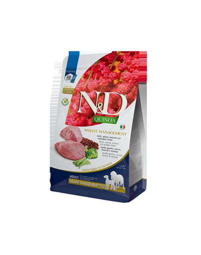 FARMINA N&D Quinoa Dog Adult Medium&Maxi Weight Management Lamb & Broccoli 7 kg Hrana pentru caini, pentru reducerea greutatii, cu miel si brocoli
