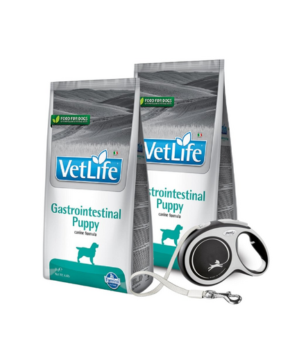FARMINA VetLife Dog Puppy Gastrointestinal Puppy hrana dietetica pentru catei 2 x 12 kg + FLEXI New Comfort L Tape 8 m GRATIS