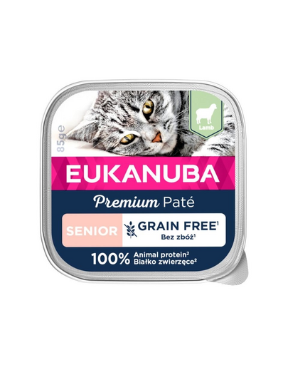 EUKANUBA Grain Free Senior Pateu pentru pisici Senior Lamb 16 x 85 g
