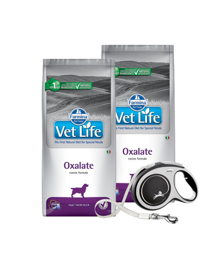 FARMINA Vet Life Dog Oxalate 2 x 12 kg hrana caini afectiuni renale si ale tractului urinar + FLEXI New Comfort L Tape 8 m GRATIS