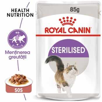 Royal Canin Sterilised Adult, plic hrană umedă pisici sterilizate, (în sos), 85g