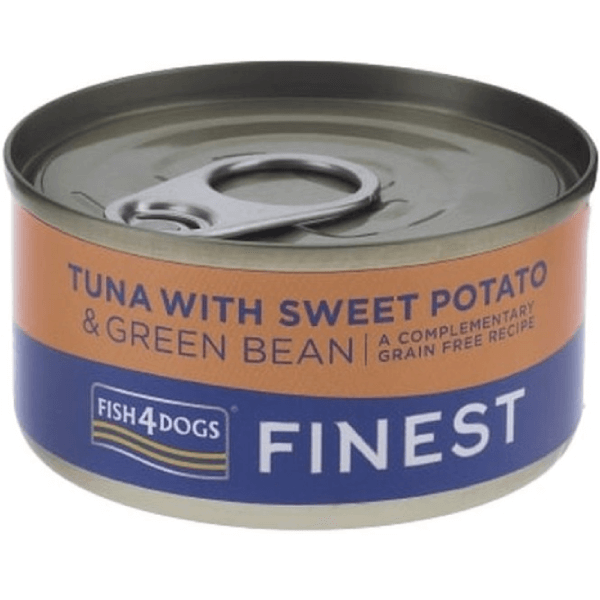 Hrana umeda pentru caini Fish2Dogs Finest Ton&Cartof Dulce&Fasole verde 85g