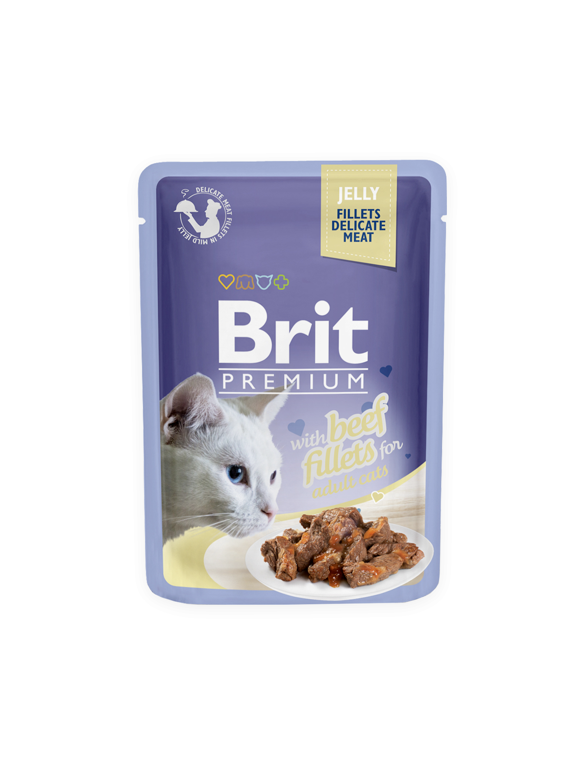 Hrana umeda pentru pisici Brit Premium cu muschi de vita in aspic 85g