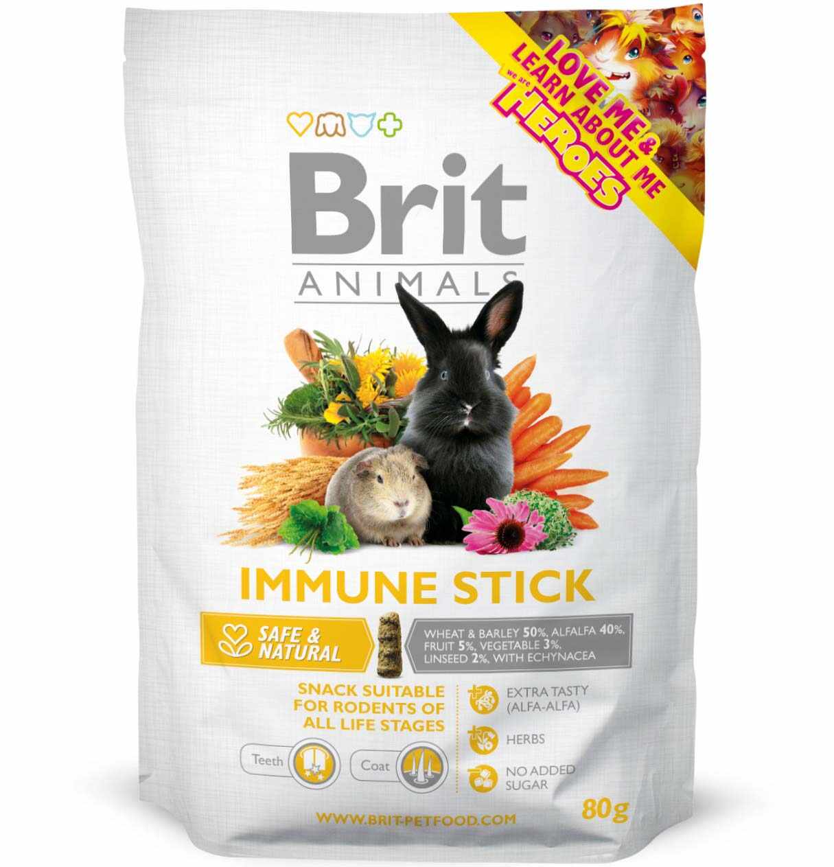 BRIT ANIMALS Immune Baton Premium pentru rozătoare 80g