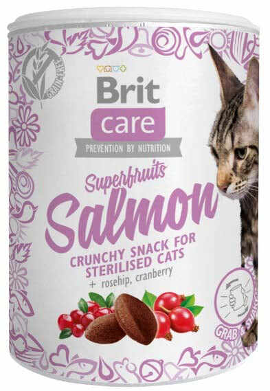 BRIT CARE Superfruits, recompense crocante cu somon, pentru pisici 100g