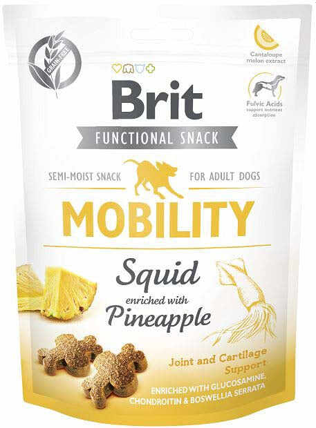 BRIT Functional Snack Mobility, recompensă pentru câini, Calamar 150g
