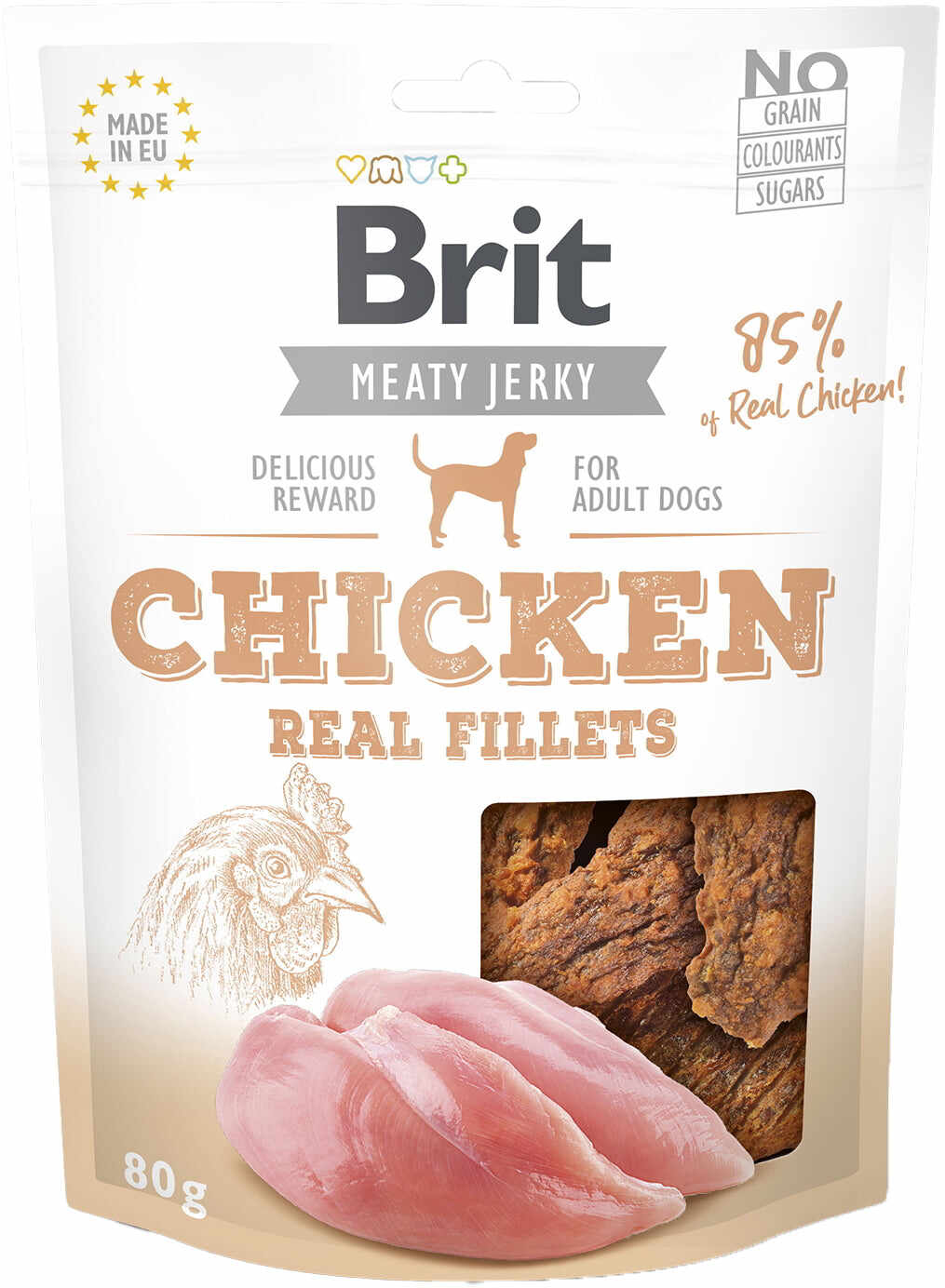 BRIT Jerky File de Pui, recompensă pentru câini, cu carne de pui