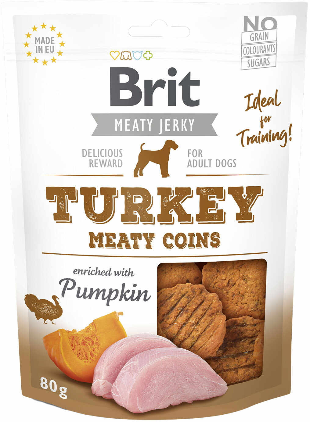 BRIT Jerky Meaty Coins Curcan, recompense pt câini, cu carne de curcan