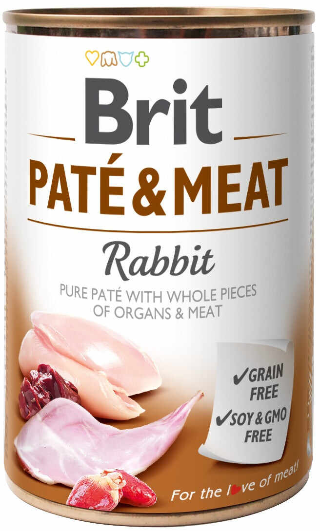 BRIT PATE & MEAT Conservă cu bucăţi de carne şi pate, cu Iepure 400g