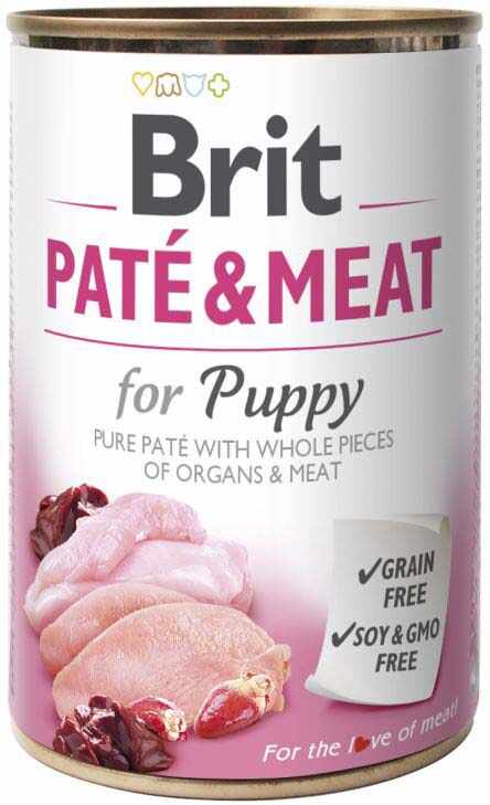 BRIT PATE & MEAT Conservă cu bucăţi de carne şi pate, PUPPY 400g