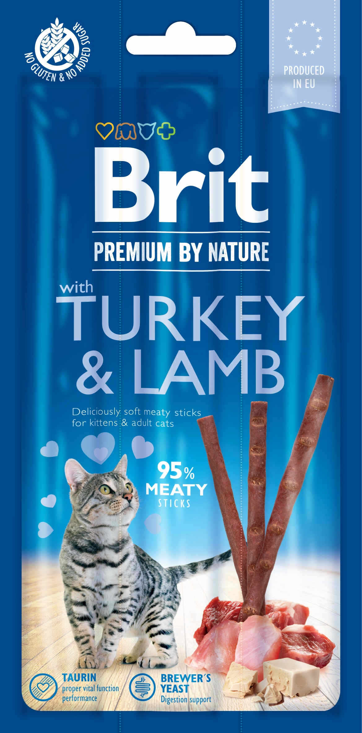 BRIT Premium by Nature Sticks, recompense pentru pisici, Curcan/Miel 3buc, 15g
