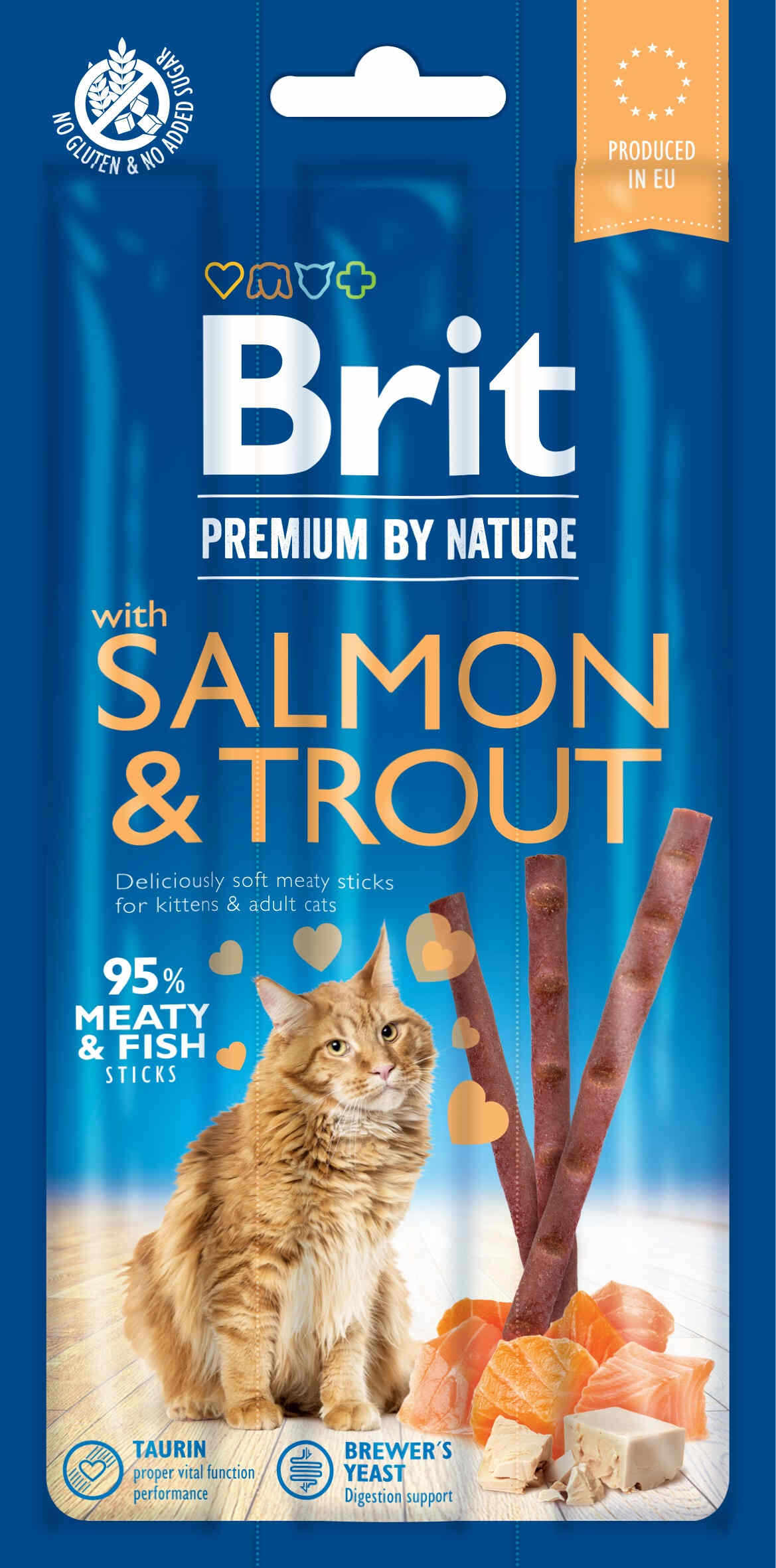BRIT Premium by Nature Sticks, recompense pentru pisici, Somon/Păstrăv 3buc, 15g