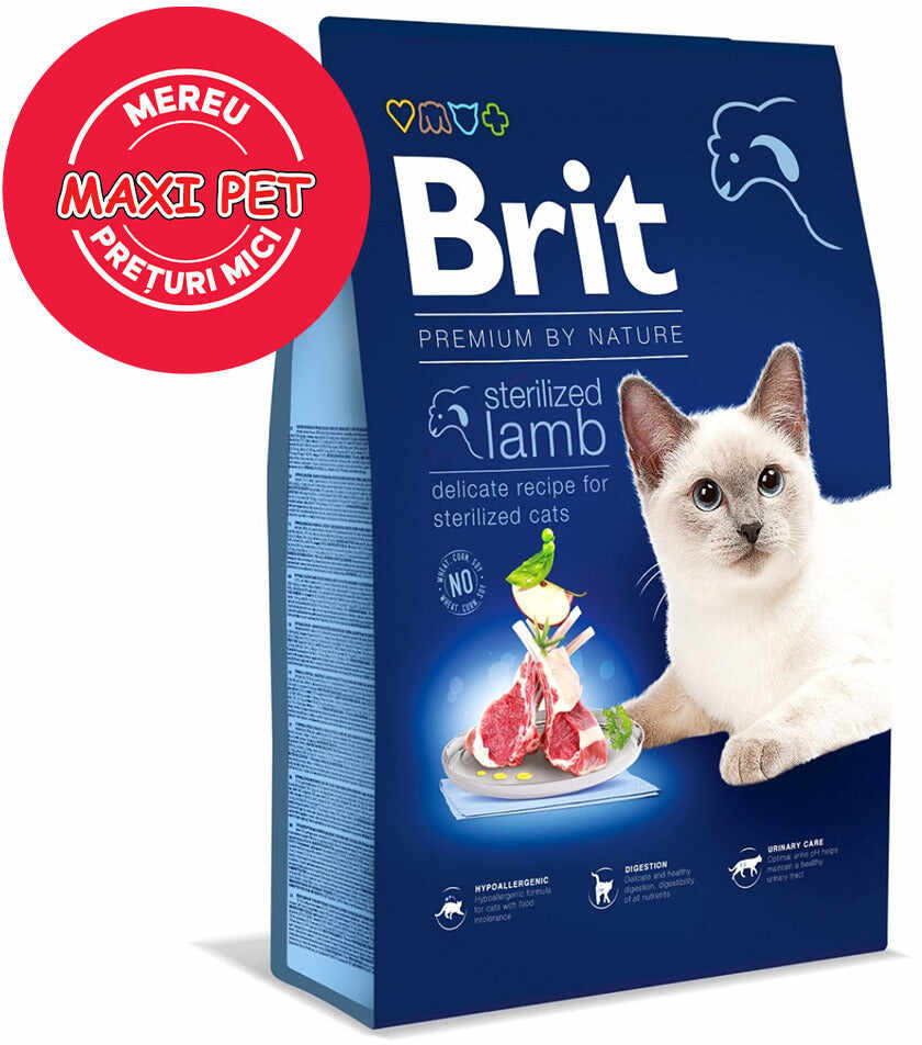 BRIT Premium hrană pentru pisici, Sterilised cu Miel