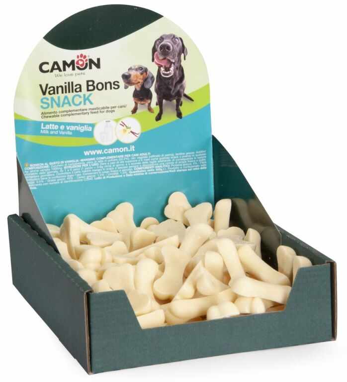 CAMON Recompense pentru câini, oase cu lapte şi aromă de vanilie, 5g