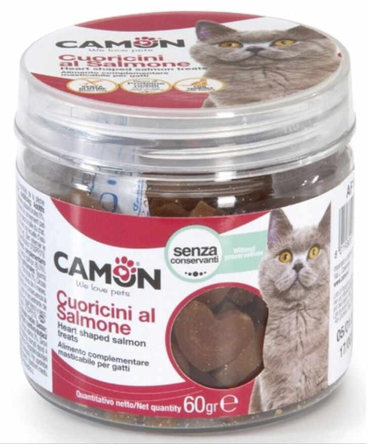 CAMON Snack pentru pisici, inimioare somon, 60g